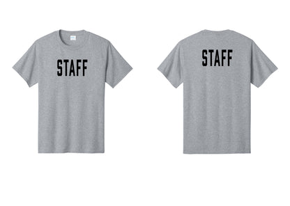 NYC Factory Staff T-Shirt, Condensed Lettering - Front + Back - Athletic Heather