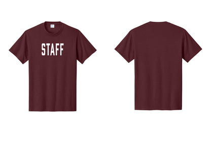 NYC Factory Staff T-Shirt, Condensed Lettering - Front Only - Athletic Maroon
