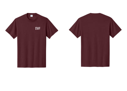 NYC Factory Staff T-Shirt, Condensed Lettering - Chest Only - Athletic Maroon