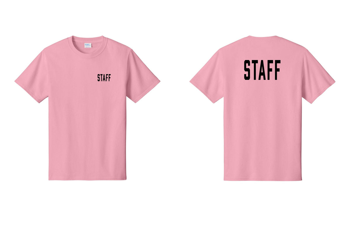 NYC Factory Staff T-Shirt, Condensed Lettering - Chest + Back - Candy Pink
