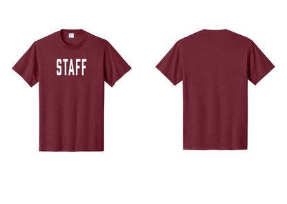 NYC Factory Staff T-Shirt, Condensed Lettering - Front Only - Cardinal