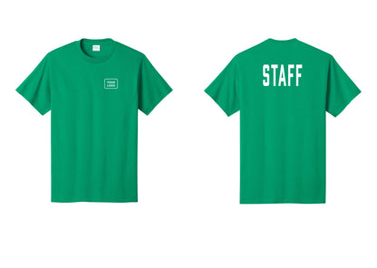 NYC Factory Custom Logo Staff T-Shirt, Condensed Lettering - Your Logo + Back - Kelly
