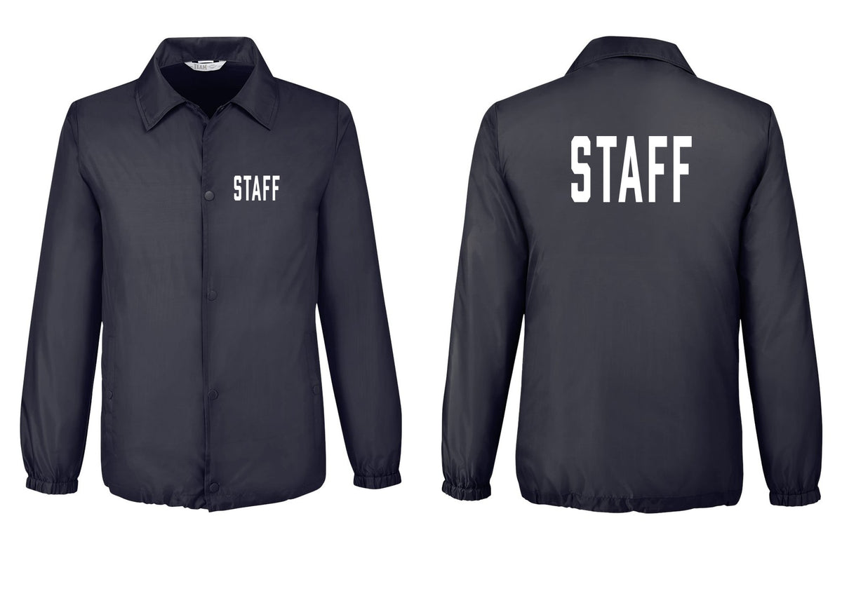 NYC Factory Staff Snap-Front Coaches Jacket (Classic) - Chest + Back - Black