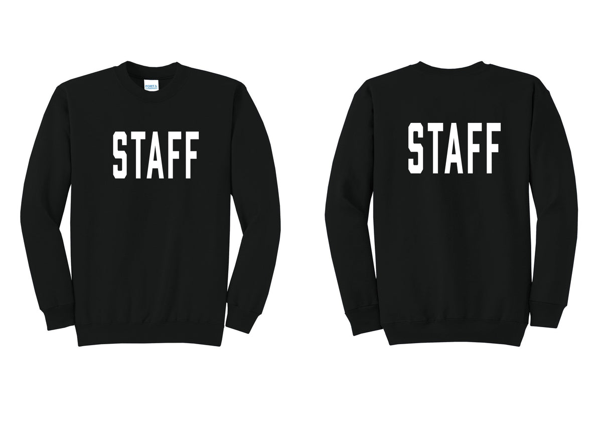 NYC Factory Staff Cotton Fleece Crewneck Sweatshirt (Classic) - Front + Back - Black