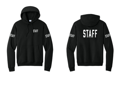 NYC Factory Staff Cotton Fleece Pullover Hoodie (Classic) - Chest + Back + Staff Sleeves - Black