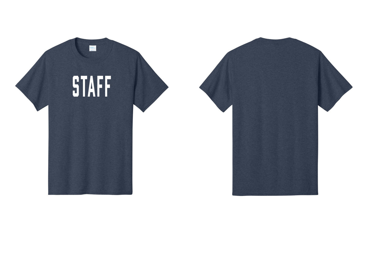 NYC Factory Staff T-Shirt, Condensed Lettering - Front Only - Heather Navy
