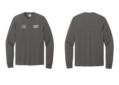 NYC Factory Custom Logo Staff Cotton Long Sleeve T-Shirt (Classic) - STAFF + Your Logo - Charcoal