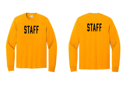 NYC Factory Staff Cotton Long Sleeve T-Shirt (Classic) - Front + Back - Gold