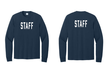 NYC Factory Staff Cotton Long Sleeve T-Shirt (Classic) - Front + Back - Navy