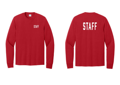 NYC Factory Staff Cotton Long Sleeve T-Shirt (Classic) - Chest + Back - Red