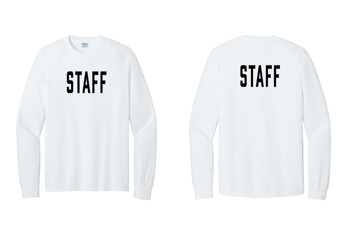 NYC Factory Staff Cotton Long Sleeve T-Shirt (Classic) - Front + Back - White