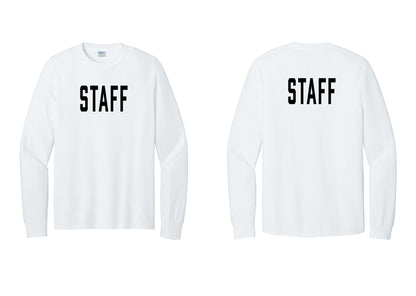 NYC Factory Staff Cotton Long Sleeve T-Shirt (Classic) - Front + Back - White