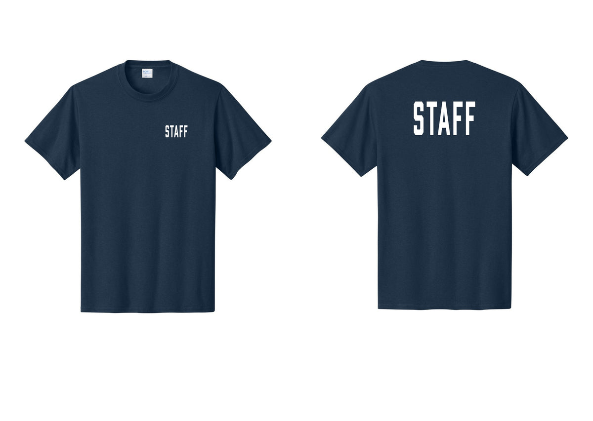 NYC Factory Staff T-Shirt, Condensed Lettering - Chest + Back - Navy