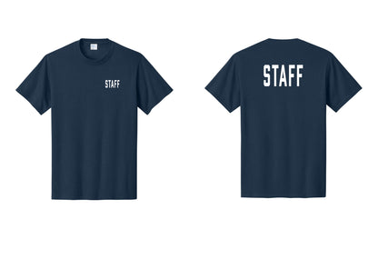 NYC Factory Staff T-Shirt, Condensed Lettering - Chest + Back - Navy