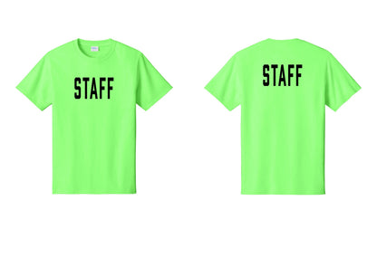 NYC Factory Staff T-Shirt, Condensed Lettering - Front + Back - Neon Green