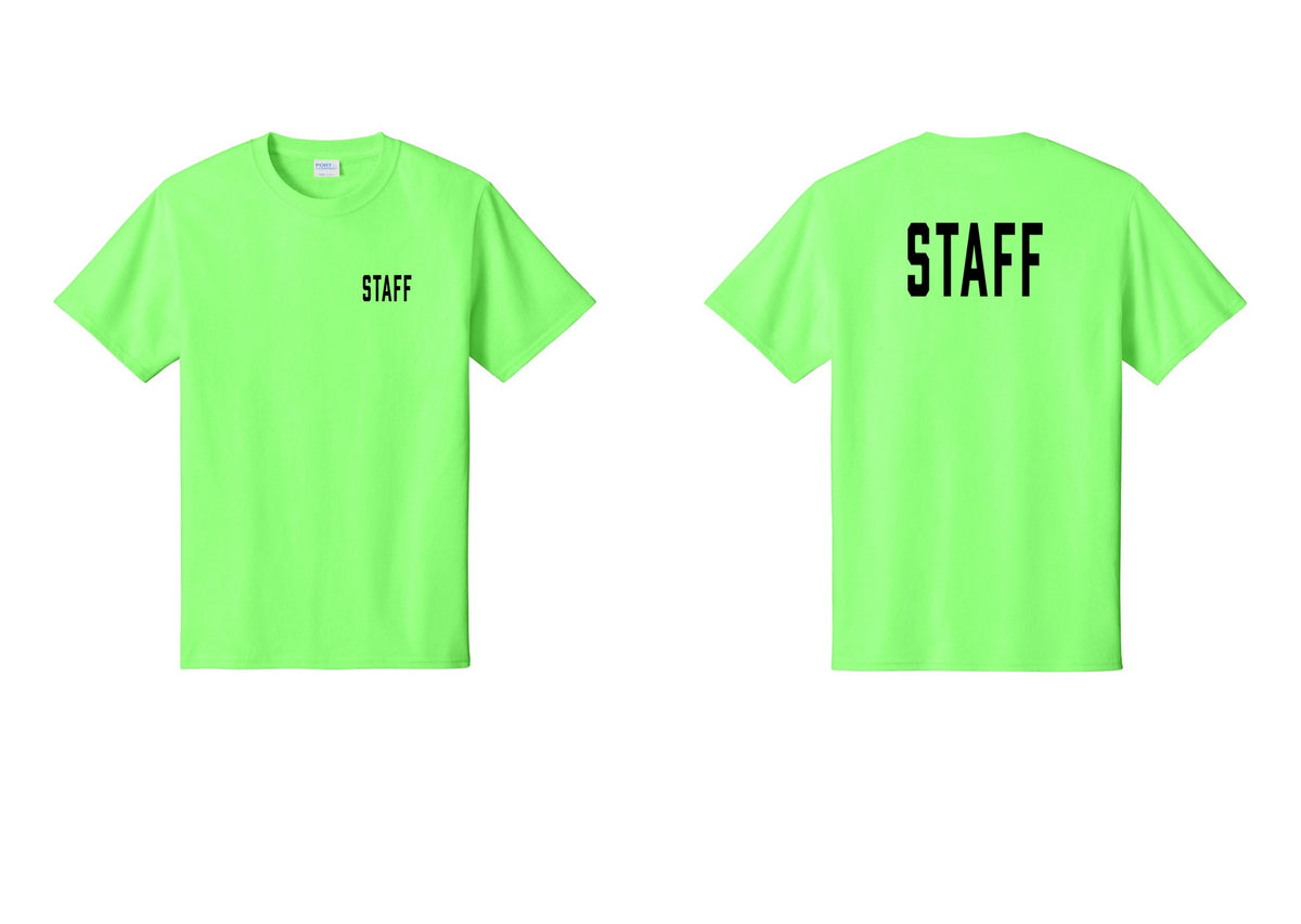 NYC Factory Staff T-Shirt, Condensed Lettering - Chest + Back - Neon Green