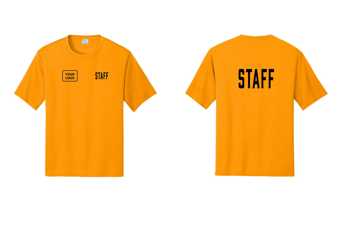 NYC Factory Custom Logo Staff Performance T-Shirt (Classic) - STAFF + Your Logo + Back - Gold