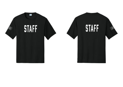 NYC Factory Custom Logo Staff Performance T-Shirt (Classic) - Front + Back + Your Logo Sleeve - Black
