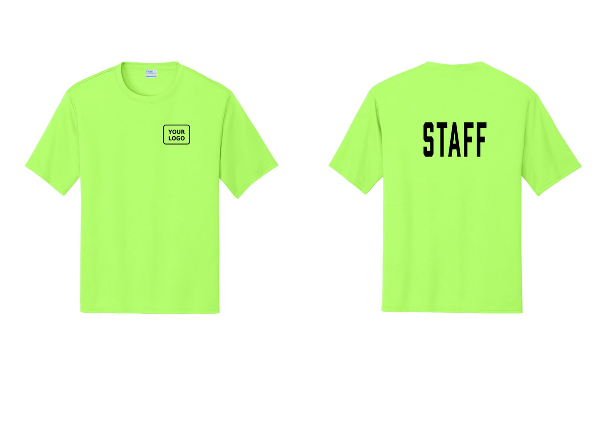 NYC Factory Custom Logo Staff Performance T-Shirt (Classic) - Your Logo + Back - Neon Green