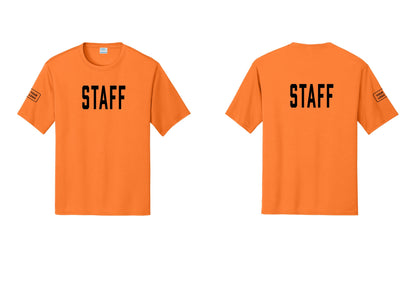 NYC Factory Custom Logo Staff Performance T-Shirt (Classic) - Front + Back + Your Logo Sleeve - Neon Orange