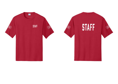NYC Factory Custom Logo Staff Performance T-Shirt (Classic) - Chest + Back + Your Logo Sleeves - Red