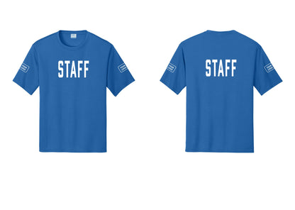 NYC Factory Custom Logo Staff Performance T-Shirt (Classic) - Front + Back + Your Logo Sleeves - Royal
