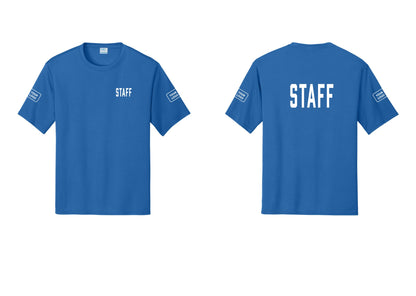NYC Factory Custom Logo Staff Performance T-Shirt (Classic) - Chest + Back + Your Logo Sleeves - Royal