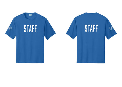 NYC Factory Custom Logo Staff Performance T-Shirt (Classic) - Front + Back + Your Logo Sleeve - Royal
