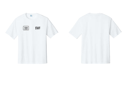 NYC Factory Custom Logo Staff Performance T-Shirt (Classic) - STAFF + Your Logo - White