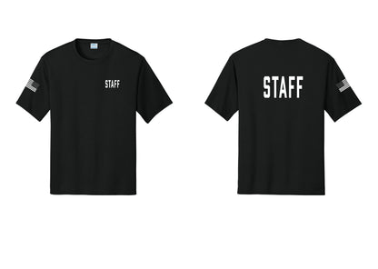 NYC Factory Staff Performance T-Shirt (Classic) - Chest + Back + US Flag Sleeve - Black