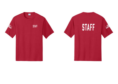 NYC Factory Staff Performance T-Shirt (Classic) - Chest + Back + US Flag Sleeve - Red
