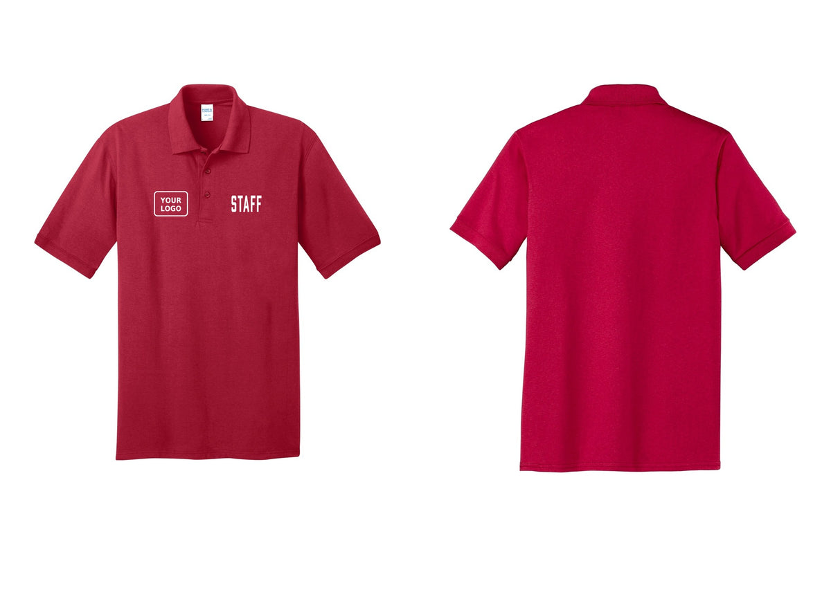 NYC Factory Custom Logo Staff Polo Shirt (Classic) - STAFF + Your Logo - Red