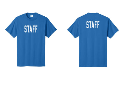 NYC Factory Staff T-Shirt, Condensed Lettering - Front + Back - Royal