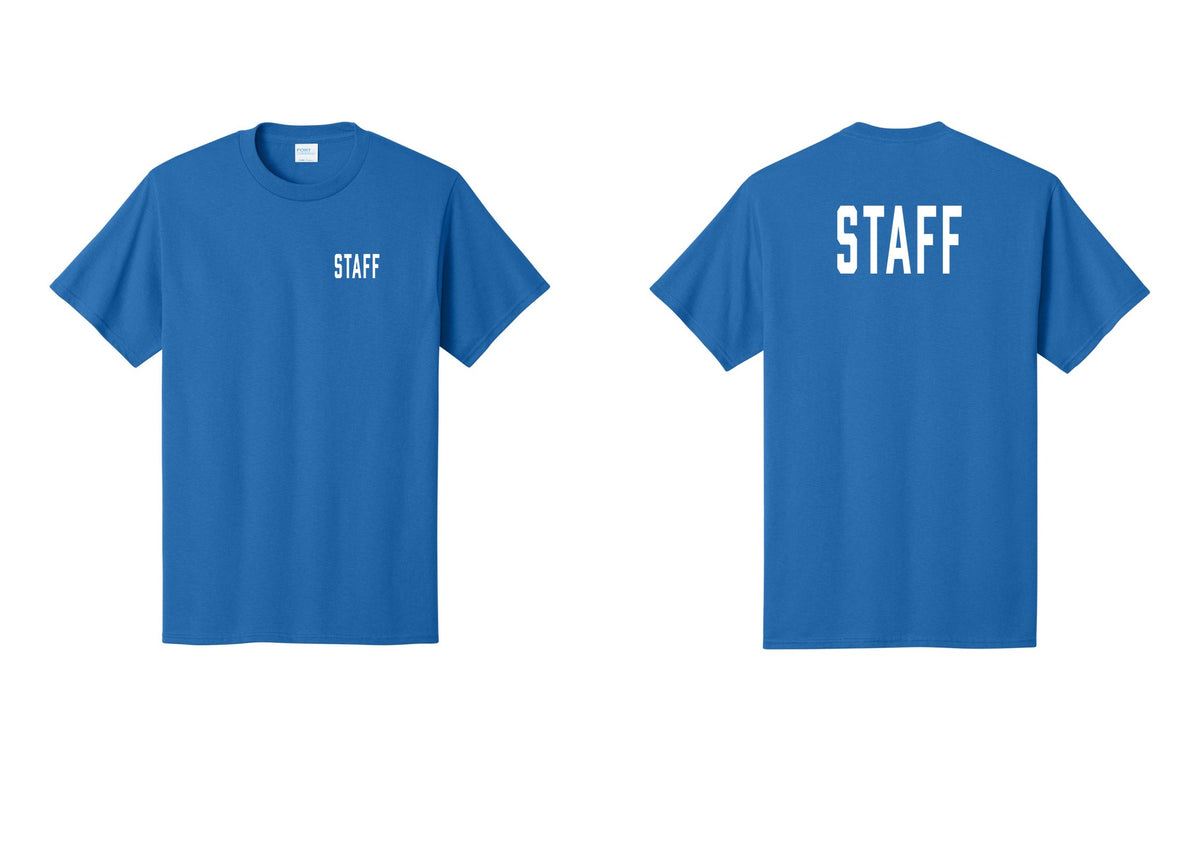 NYC Factory Staff T-Shirt, Condensed Lettering - Chest + Back - Royal