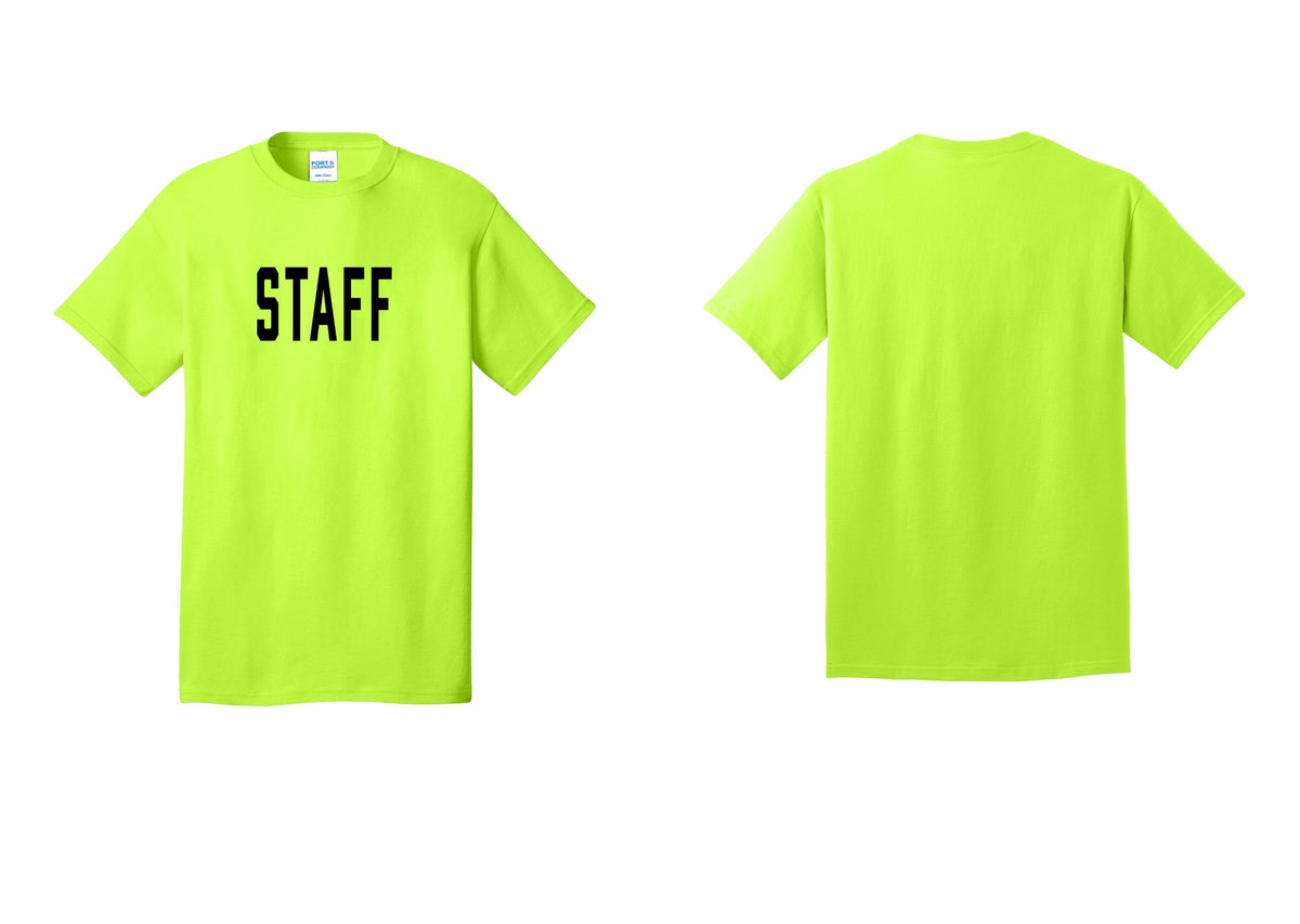 NYC Factory Staff T-Shirt, Condensed Lettering - Front Only - Safety Green