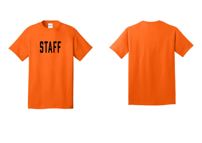 NYC Factory Staff T-Shirt, Condensed Lettering - Front Only - Safety Orange