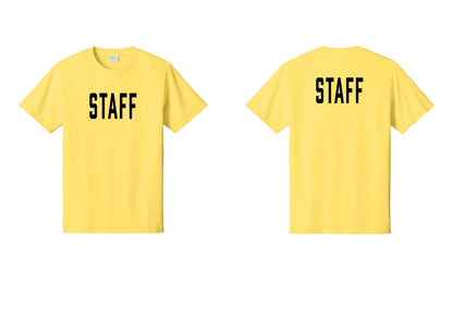 NYC Factory Staff T-Shirt, Condensed Lettering - Front + Back - Yellow