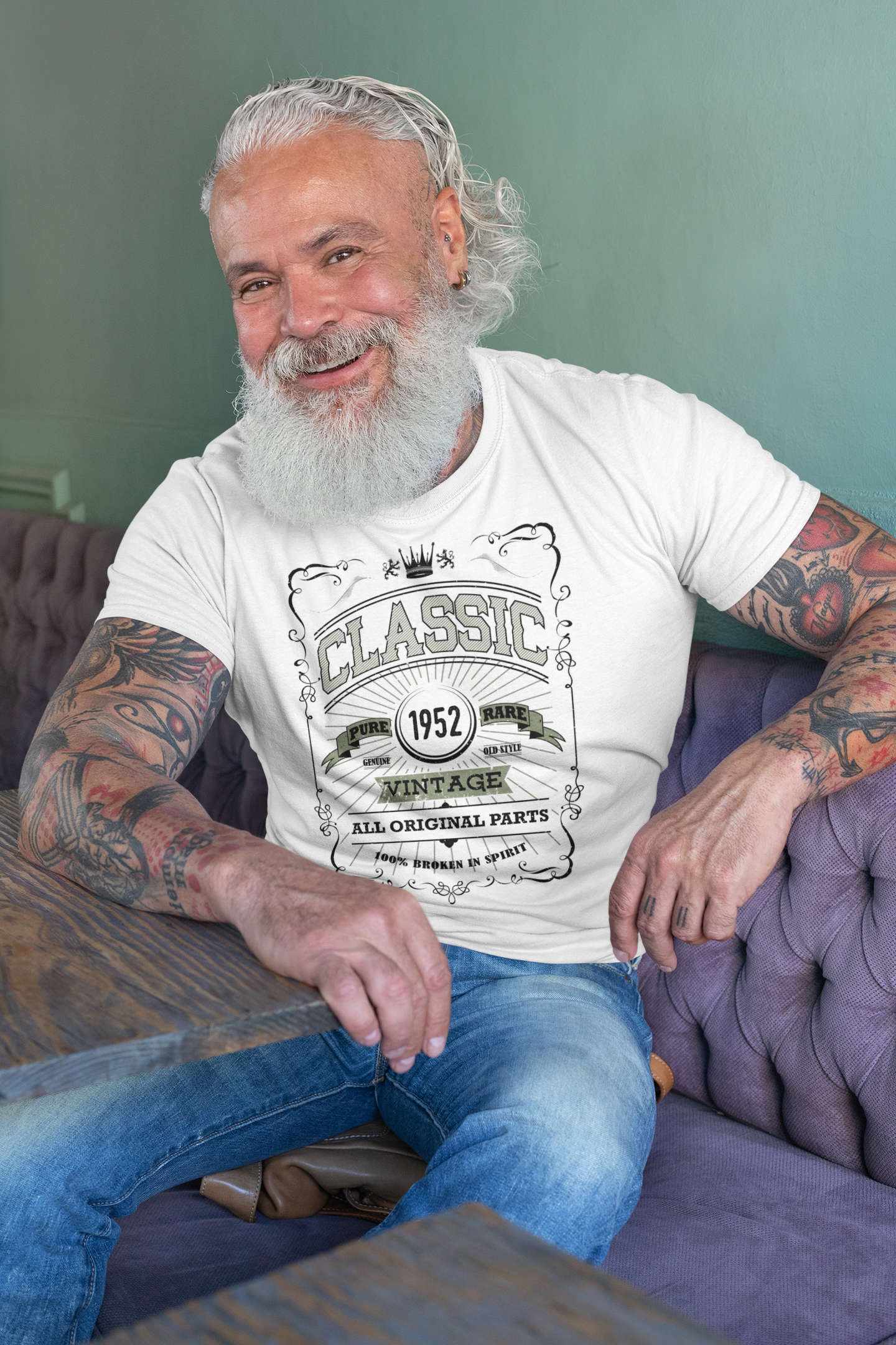 Men's Birthday T-Shirt - All Original Parts - Personalized with Year/Age