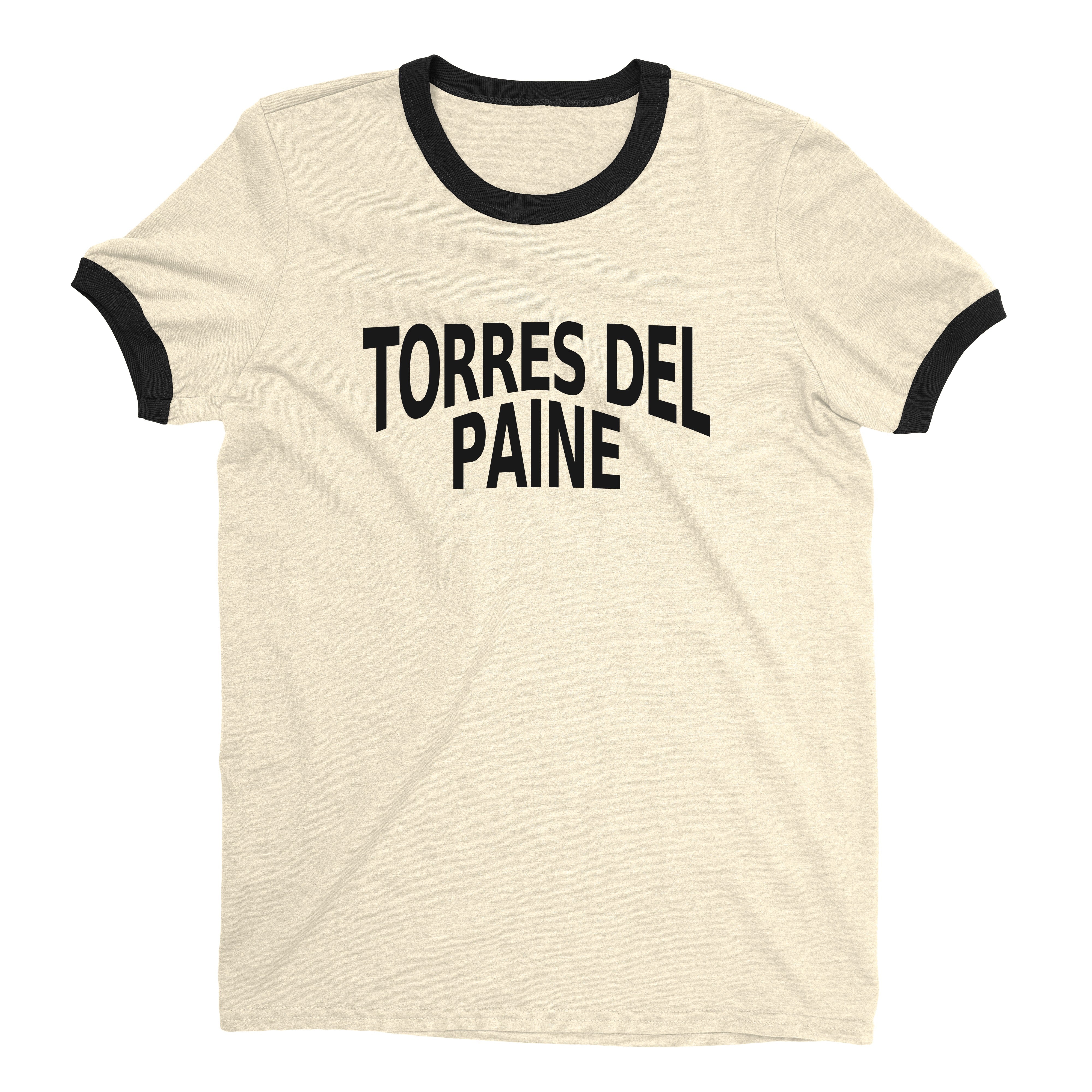 Torres del Paine National Park Ringer Tee Retro Style Men's T-Shirt - NYC Factory - Natural