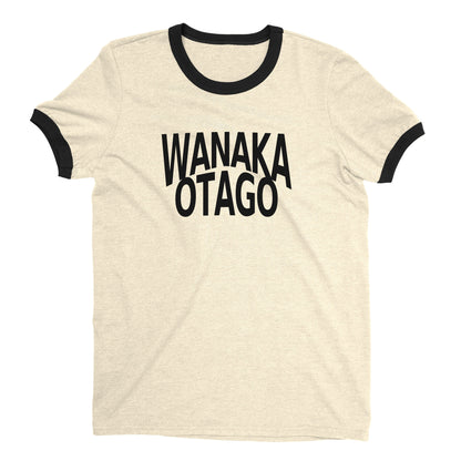 Lake Wanaka Ringer Tee Retro Style Men's T-Shirt - NYC Factory - Natural
