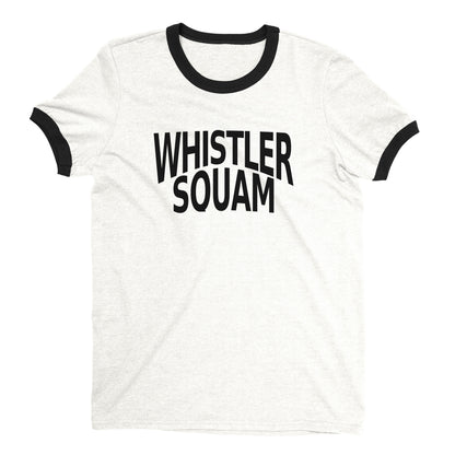 Whistler Ski Resort Ringer Tee Retro Style Men's T-Shirt - NYC Factory - White
