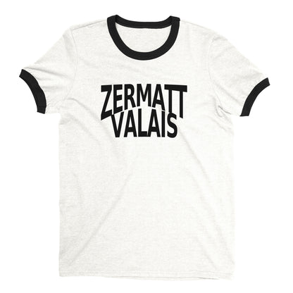 Zermatt Ski Resort Ringer Tee Retro Style Men's T-Shirt - NYC Factory - White