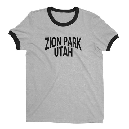 Zion National Park Ringer Tee Retro Style Men's T-Shirt - NYC Factory - Heather Gray