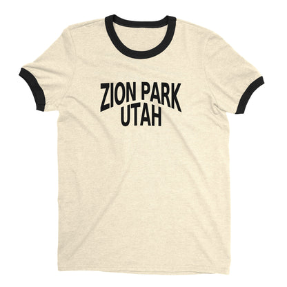Zion National Park Ringer Tee Retro Style Men's T-Shirt - NYC Factory - Natural