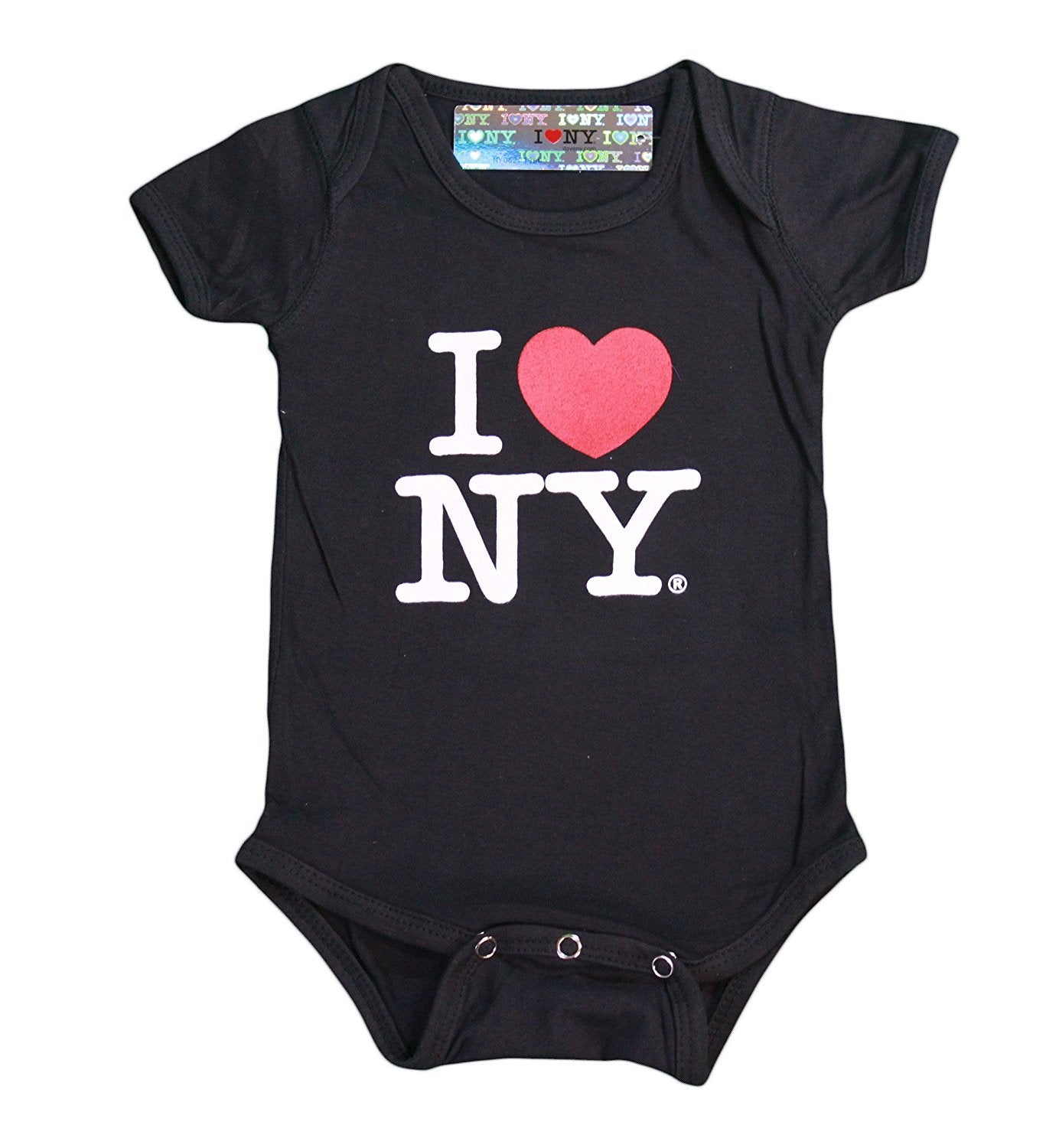 I Love NY New York Baby Infant Screen Printed Heart Bodysuit Black