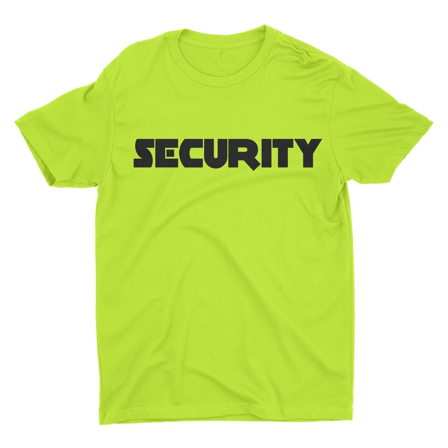 Men's Security T-Shirt Front & Back Screen Printed (Safety Green-Black)