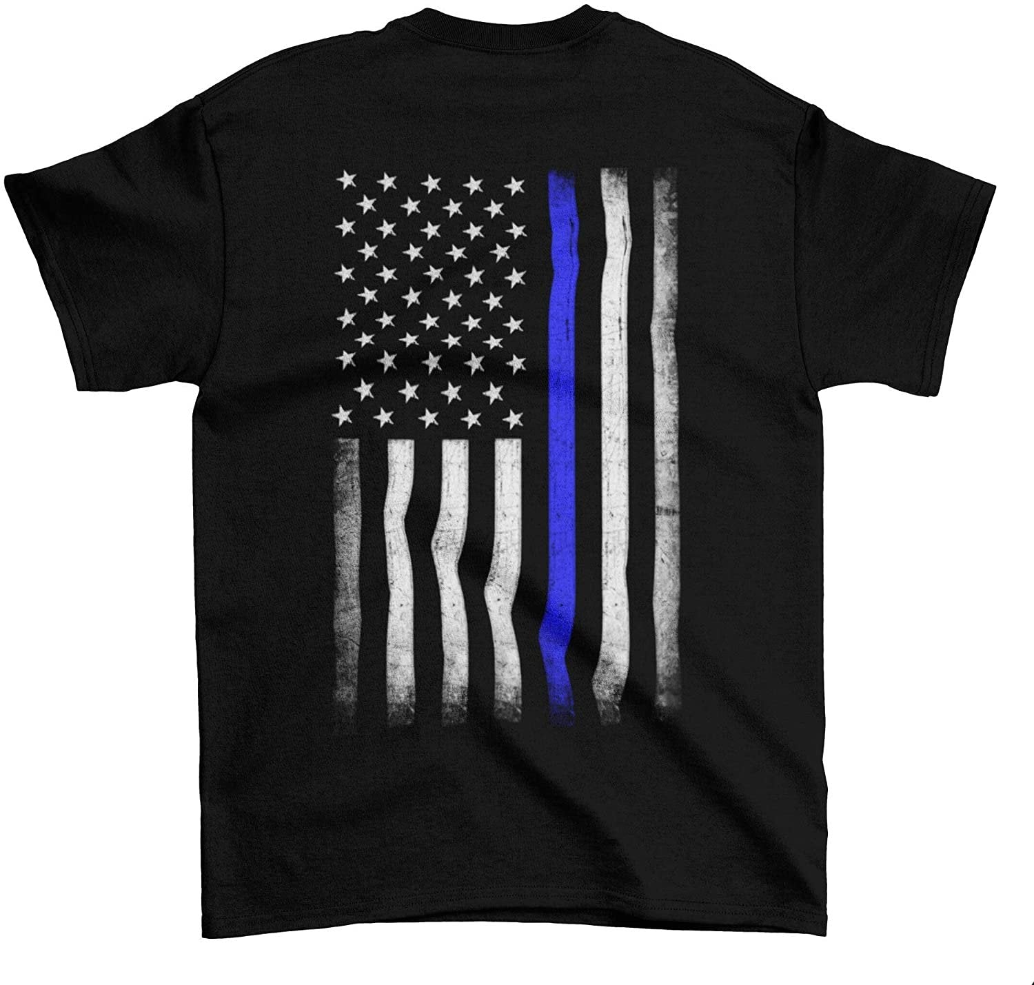 USA Flag Men's Blue Lives Matter Tee Chest & Back Print