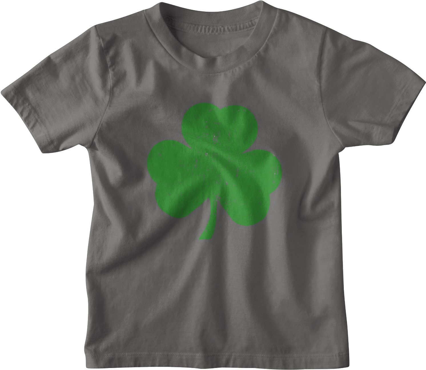 Kleeblatt-Kinder-T-Shirt (großes Distressed-Design, Anthrazit &amp; Grün)