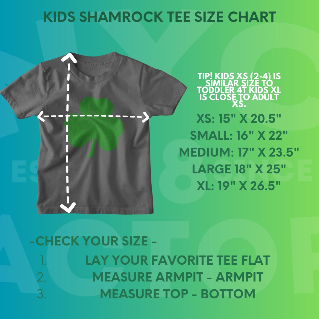 T-shirt pour enfants Shamrock (grand motif vieilli, anthracite et vert)