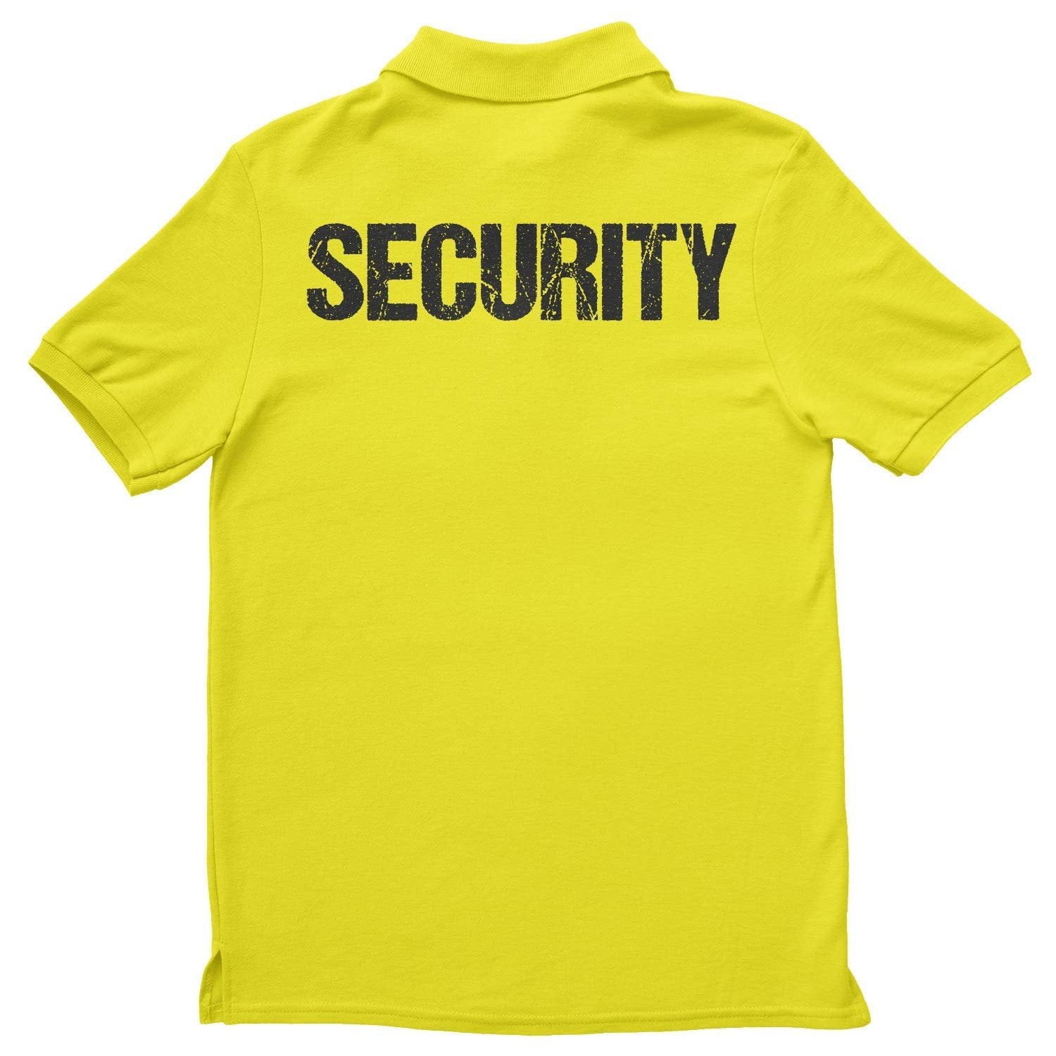Security Polo Shirt Front & Back Print (Distressed, Safety Green & Black)